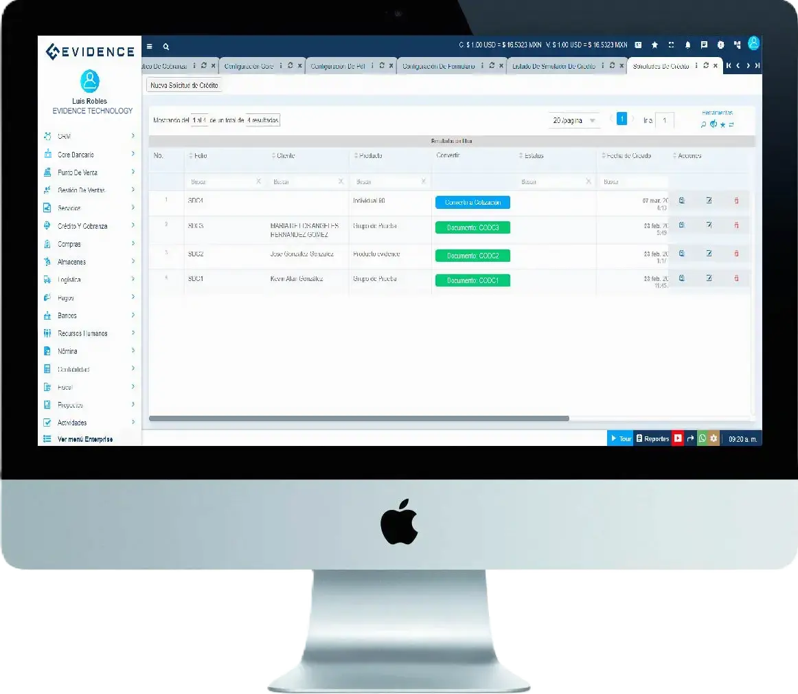  Muckup del Core Bancario