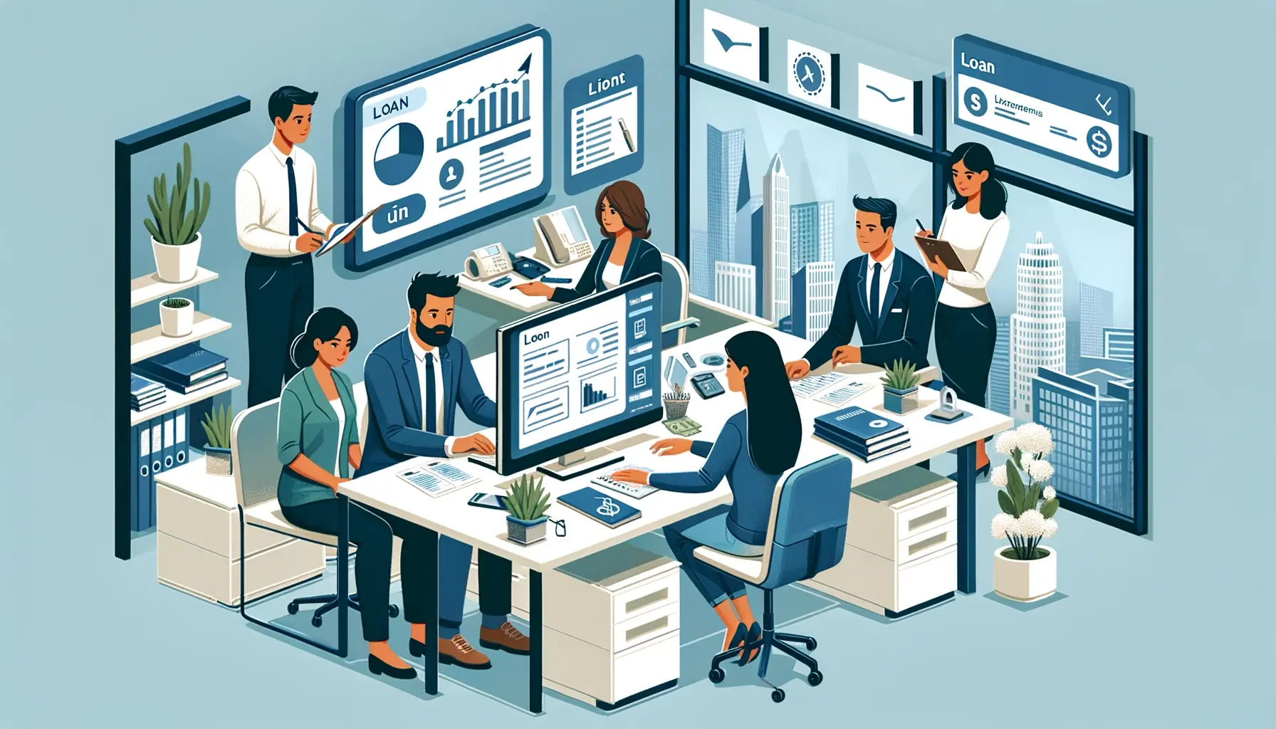 Representación de empresas financieras