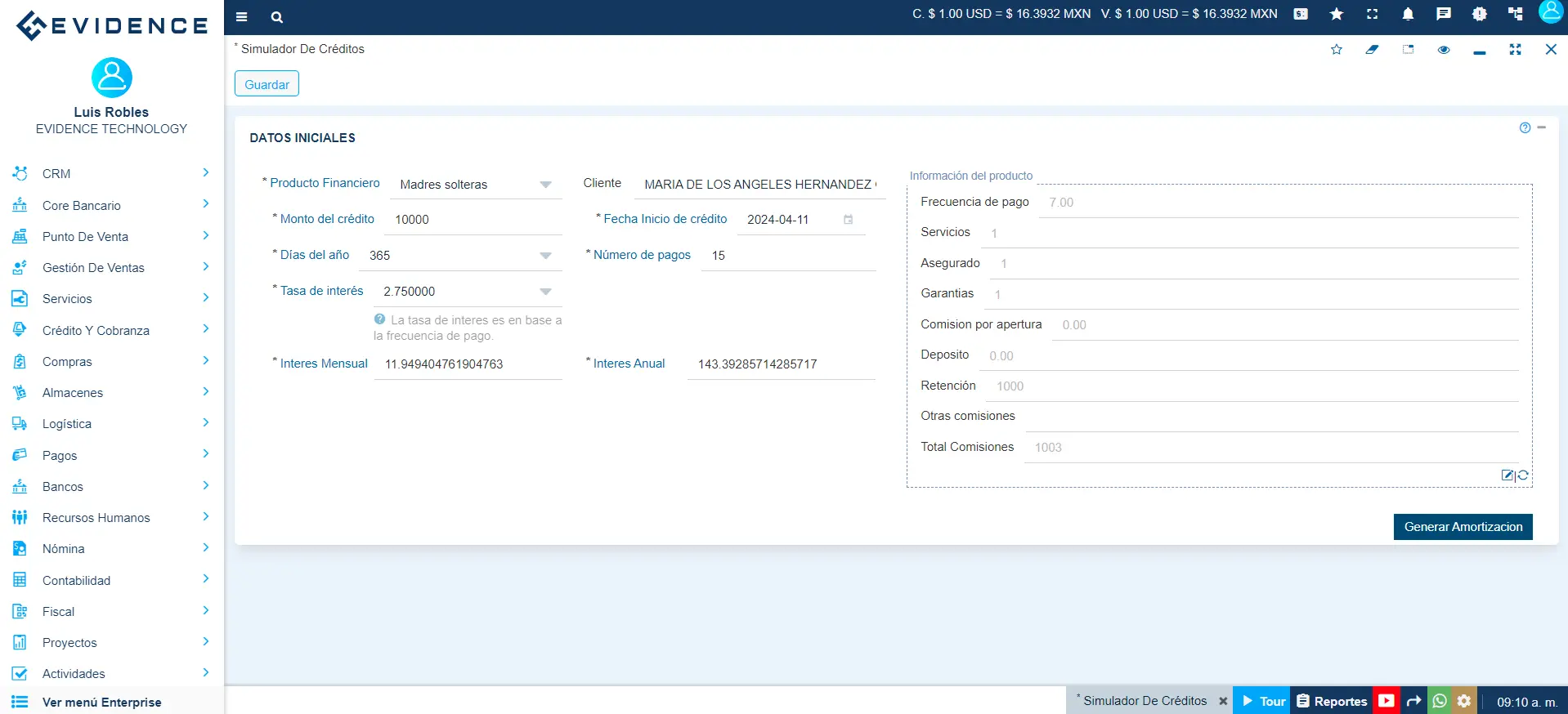 Simulación de crédito